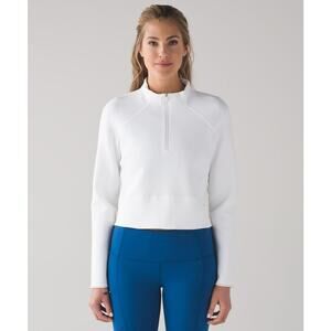 Lululemon Kicking Asphalt 1/2 Zip Long Sleeve Mock Cropped Top White sz 4
